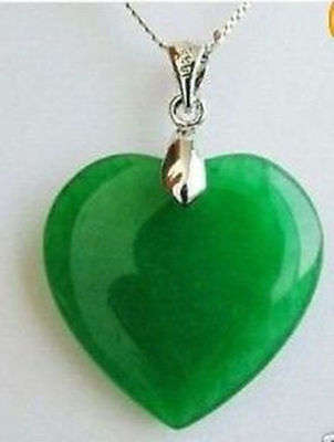 Green Jade Heart Shape 925 stamped Pendant